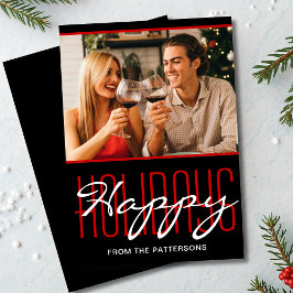 Tarjeta Festiva Felices fiestas Navidades Rústicos Foto personaliz