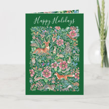Felices fiestas Navidades Woodland Animals Green