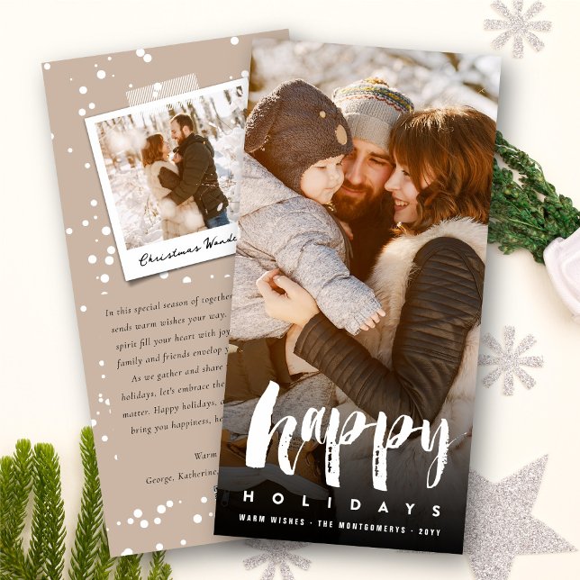 Tarjeta Festiva Felices Fiestas Negrita Guión de Pincel Foto Minim (Subido por el creador)