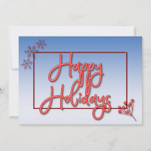 Tarjeta Festiva Felices Fiestas, Nieve con marco de negocio