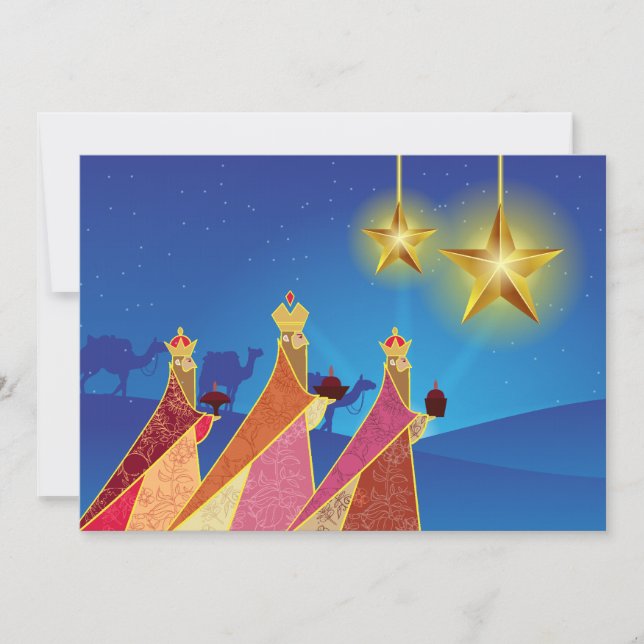 Tarjeta Festiva Felices Fiestas | Noche silenciosa Tres Sabios (Anverso)