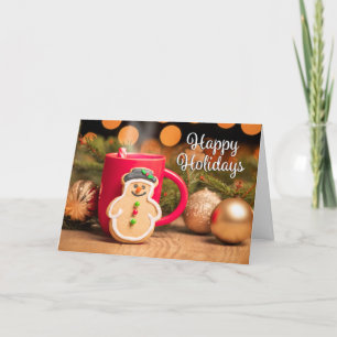 Tarjeta Festiva Felices Fiestas Para Cualquier Galletita de Muñeco