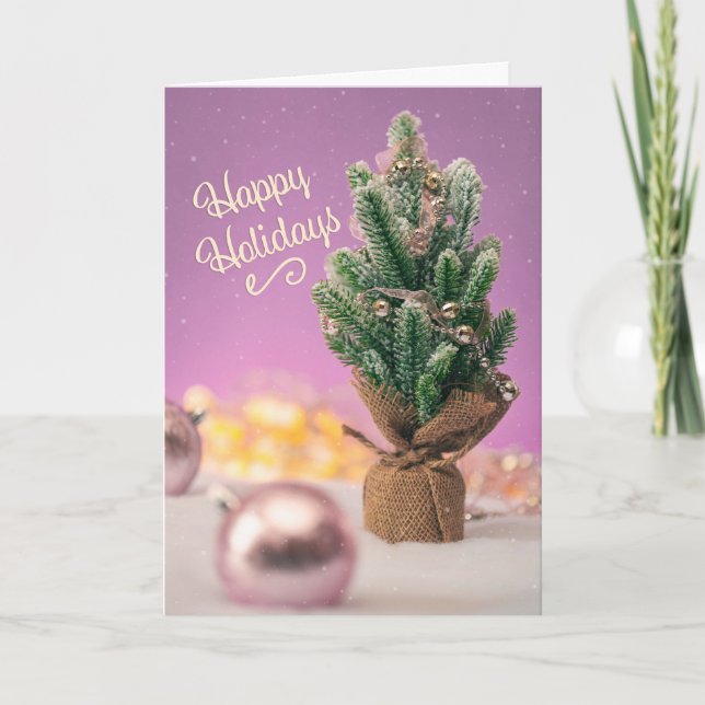 Tarjeta Festiva Felices Fiestas Para Cualquier Pequeño Árbol en La (Anverso)