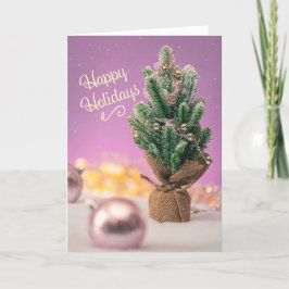 Tarjeta Festiva Felices Fiestas Para Cualquier Pequeño Árbol en La