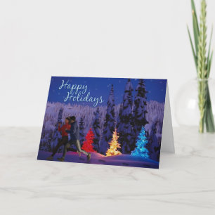 Tarjeta Festiva Felices Fiestas – Pareja Corredora