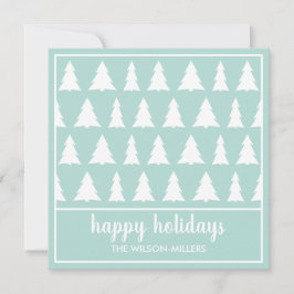 Tarjeta Festiva Felices Fiestas Patrón de Árbol Verde de Mint Mode