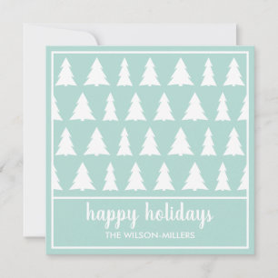 Tarjeta Festiva Felices Fiestas Patrón de Árbol Verde de Mint Mode