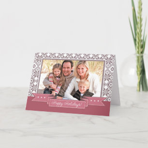 Tarjeta Festiva Felices Fiestas. Patrón de copo de nieve fotográfi