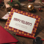 Tarjeta Festiva Felices fiestas Patrón de mediados de siglo<br><div class="desc">Un diseño moderno de mediados de siglo y un ambiente de época de los años 50 para esta colección de tarjetas de vacaciones. También puede cambiar fácilmente el color del tipo de letra a su gusto.</div>