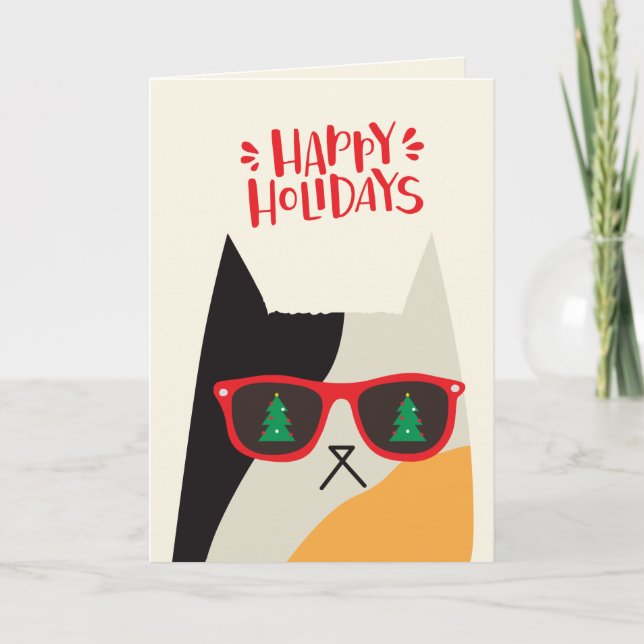 Tarjeta Festiva ¡Felices Fiestas! Personalizado de Santa Gata - Na (Anverso)