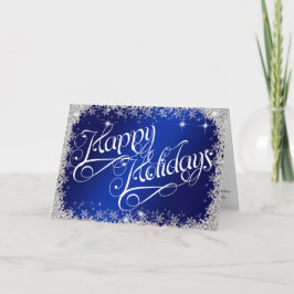 Tarjeta Festiva Felices Fiestas PERSONALIZADO Impresionante Azul R