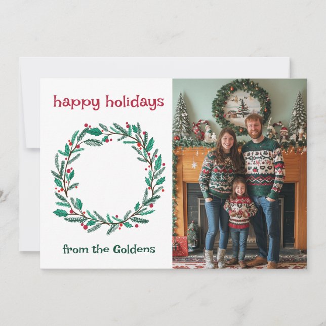 Tarjeta Festiva Felices fiestas PERSONALIZADOS Navidades de FOTO (Anverso)