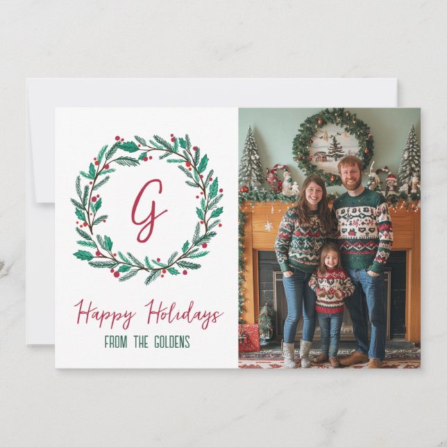 Tarjeta Festiva Felices fiestas PERSONALIZADOS Navidades de FOTO (Anverso)