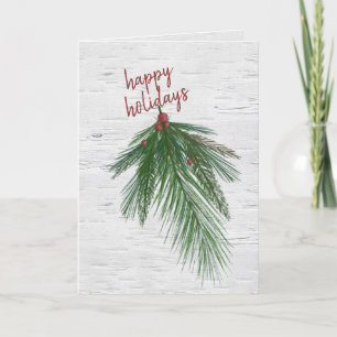 Tarjeta Festiva Felices Fiestas Pine En Birch
