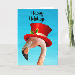 Tarjeta Festiva Felices Fiestas Pink Flamingo