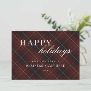 Tarjeta Festiva Felices Fiestas Plaid Rojo Navideño Empresarial