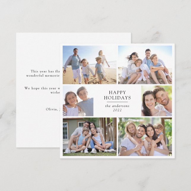 Tarjeta Festiva Felices Fiestas | Plaza del Collage de fotos (Anverso / Reverso)