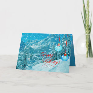Tarjeta Festiva Felices Fiestas Pueblo Invernal Nevado