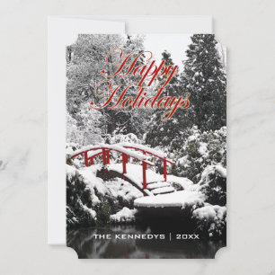 Tarjeta Festiva Felices Fiestas - Puente lunar y estanque