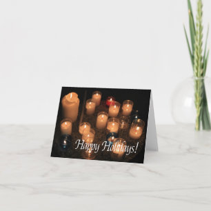 Tarjeta Festiva Felices fiestas quemando velas navidades