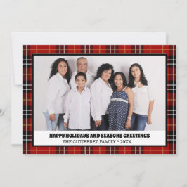 Tarjeta Festiva Felices fiestas Red Plaid Photo Family Navidades