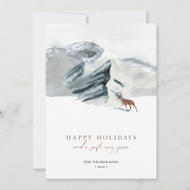 Tarjeta Festiva Felices fiestas | Resto del paisaje de las montaña (Anverso)