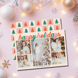 Tarjeta Festiva Felices Fiestas Retro 5 Fotocolage Marfil