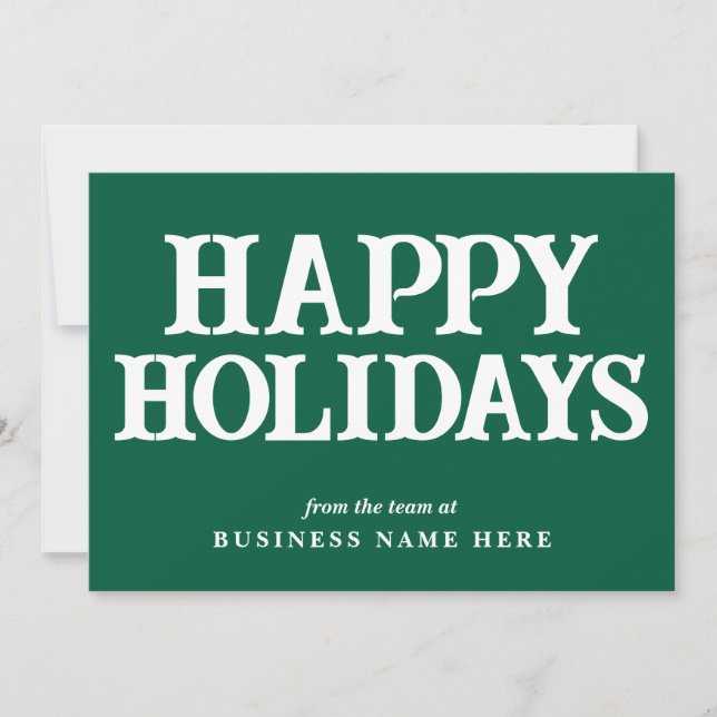 Tarjeta Festiva Felices Fiestas Retro Green Business Corporate (Anverso)