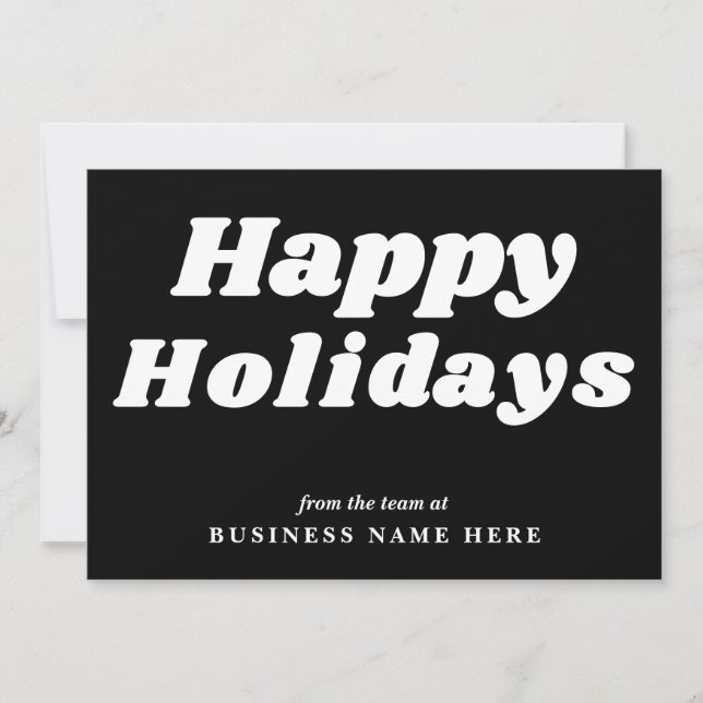 Tarjeta Festiva Felices Fiestas Retro Groovy Black Business (Anverso)