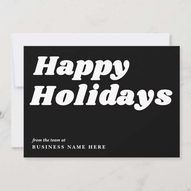 Tarjeta Festiva Felices Fiestas Retro Groovy Black Business (Anverso)