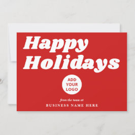 Tarjeta Festiva Felices Fiestas Retro Groovy Logo de Red Business