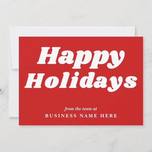 Tarjeta Festiva Felices Fiestas Retro Groovy Red Business (Anverso)