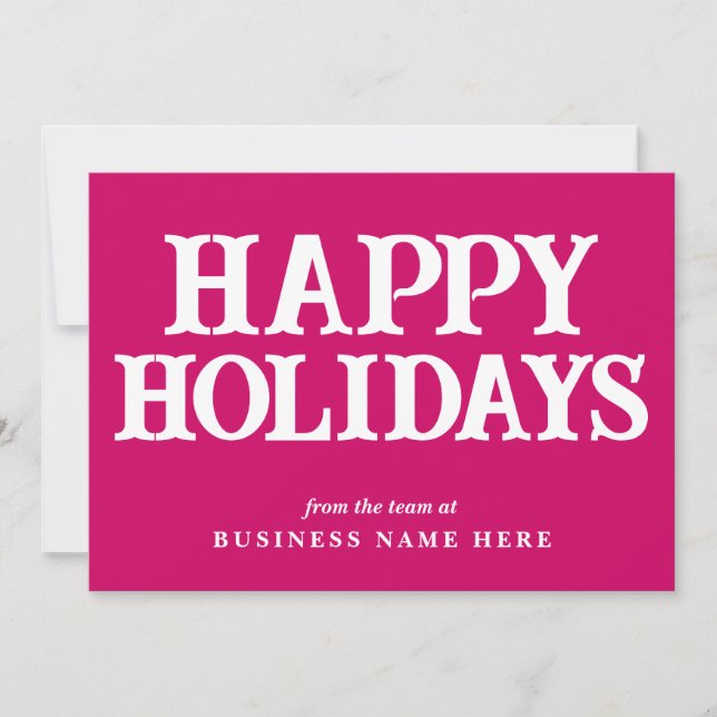 Tarjeta Festiva Felices Fiestas Retro Magenta Business Corporate (Anverso)