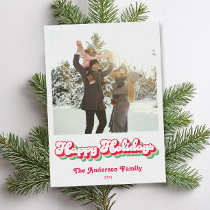 Tarjeta Festiva Felices Fiestas Retro Moderno Foto Mínima