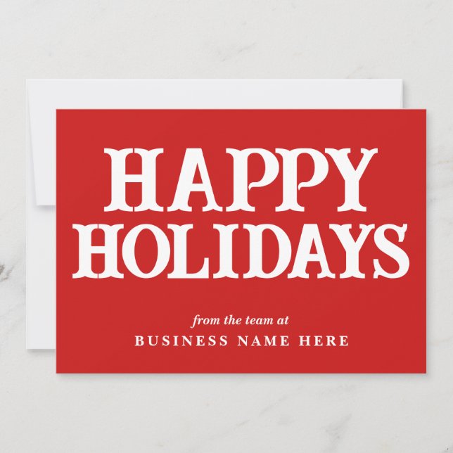 Tarjeta Festiva Felices Fiestas Retro Red Business Corporate (Anverso)