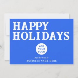 Tarjeta Festiva Felices Fiestas Retro Royal Blue Business Logo