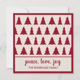 Tarjeta Festiva Felices fiestas Rústico Burgundy Beige Tree Patter