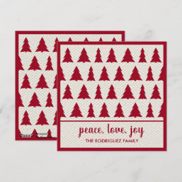 Tarjeta Festiva Felices fiestas Rústico Burgundy Beige Tree Patter