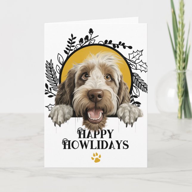Tarjeta Festiva Felices fiestas Spinone Italiano Perro Navidades (Anverso)