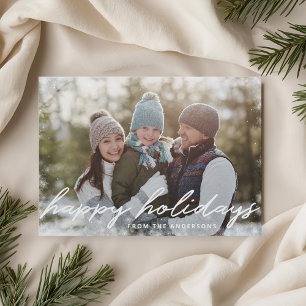 Tarjeta Festiva Felices Fiestas Superposición de Nieve de Invierno