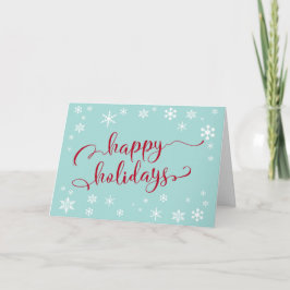 Tarjeta Festiva Felices Fiestas Tipografía Roja sobre Azul de Huev