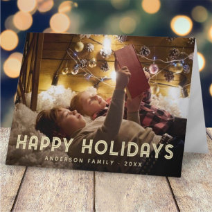 Tarjeta Festiva Felices fiestas tipografía simple moderna