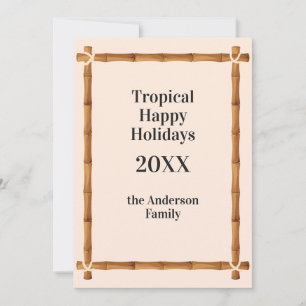 Tarjeta Festiva Felices Fiestas Tropicales, Marco de Bambú