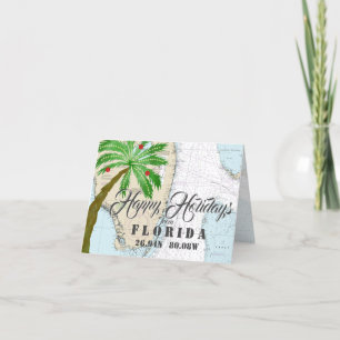 Tarjeta Festiva Felices Fiestas Tropicales Náuticas desde Florida