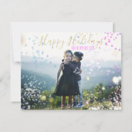 Tarjeta Festiva Felices fiestas tu foto con purpurina