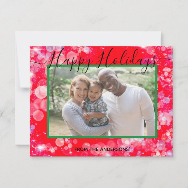 Tarjeta Festiva Felices fiestas tu foto y mensaje personalizado (Anverso)