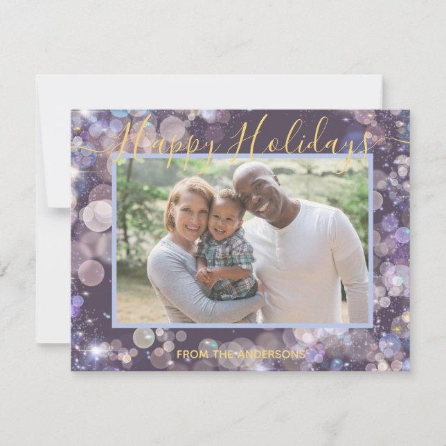 Tarjeta Festiva Felices Fiestas tu foto y mensaje personalizado (Anverso)