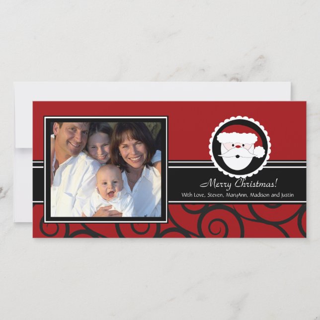 Tarjeta Festiva Felices Fiestas Únicas de Santa Foto (Anverso)