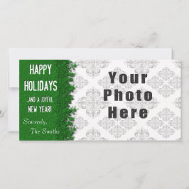 Tarjeta Festiva Felices Fiestas Verdes Snowflake