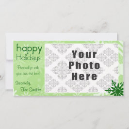 Tarjeta Festiva Felices Fiestas Verdes Temática Snowflake